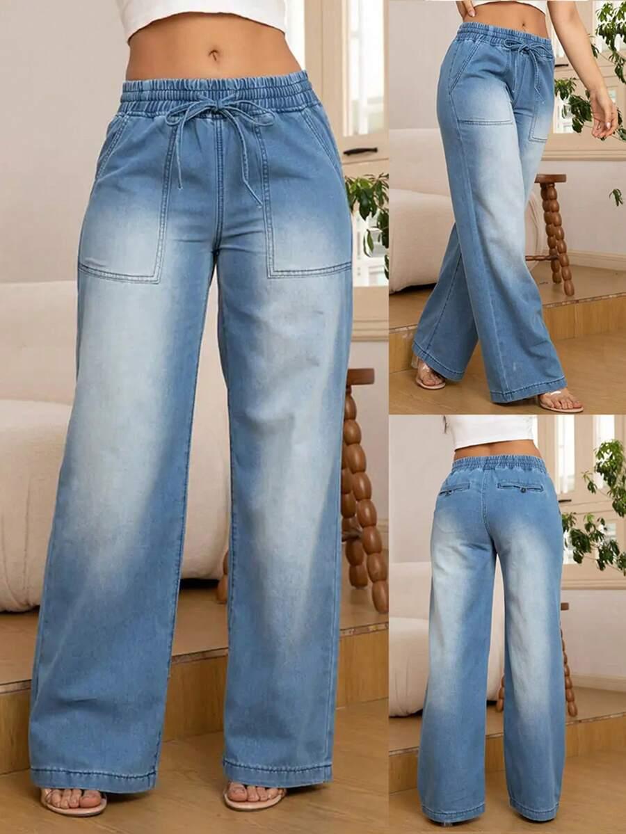 proste spodnie jeans wiązanie