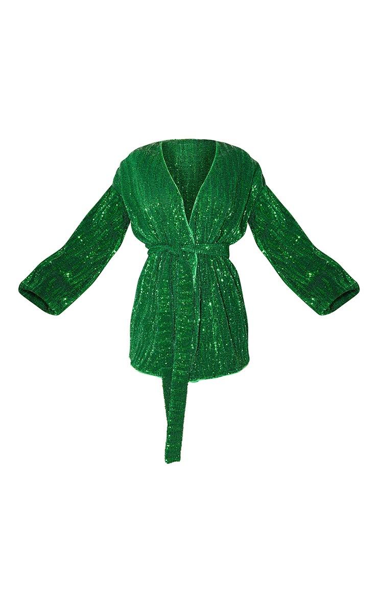 zielona mini sukienka cekiny długi rękaw