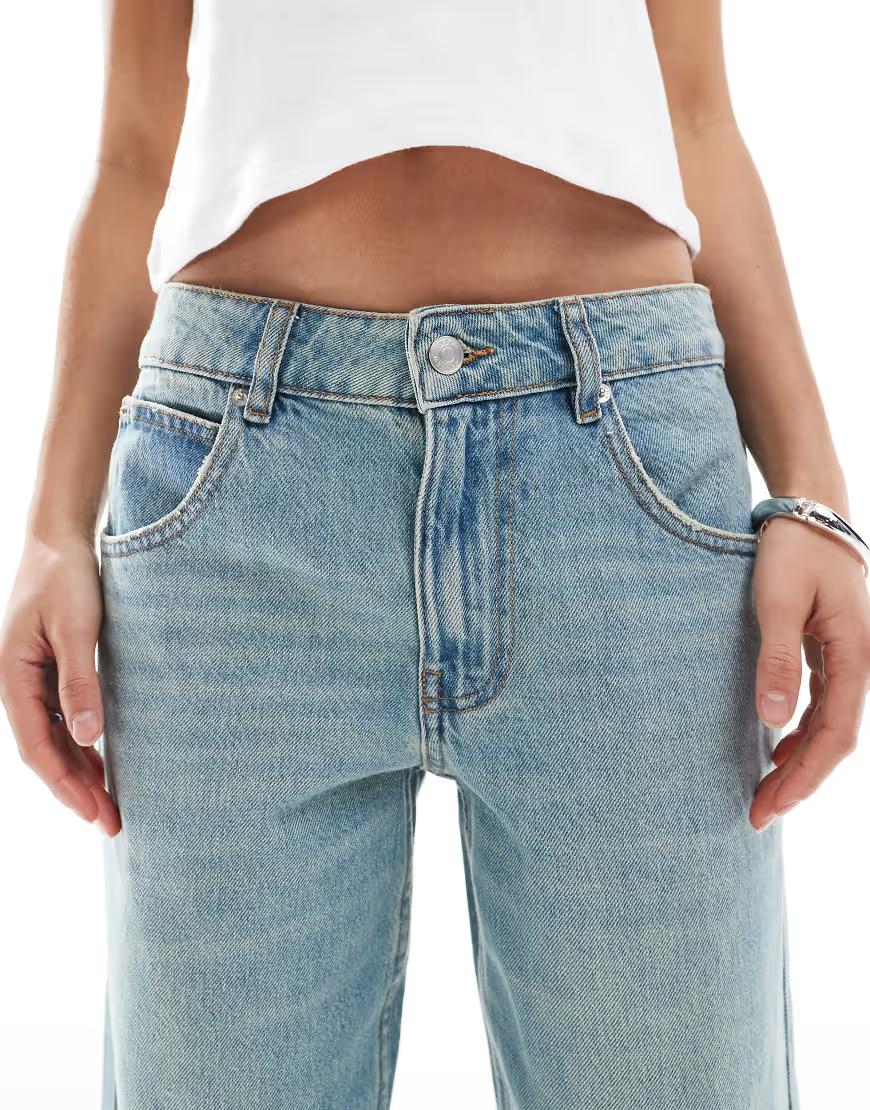 NIEBIESKIE SPODNIE JEANS PROSTE NOGAWKI KIESZENIE