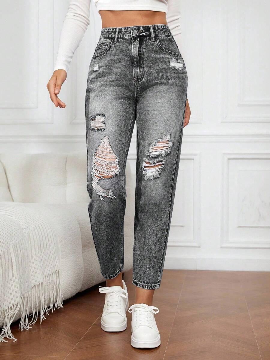SZARE SPODNIE JEANS