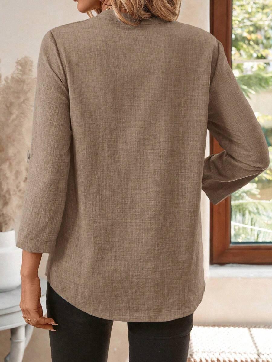 brązowa bluzka v-neck