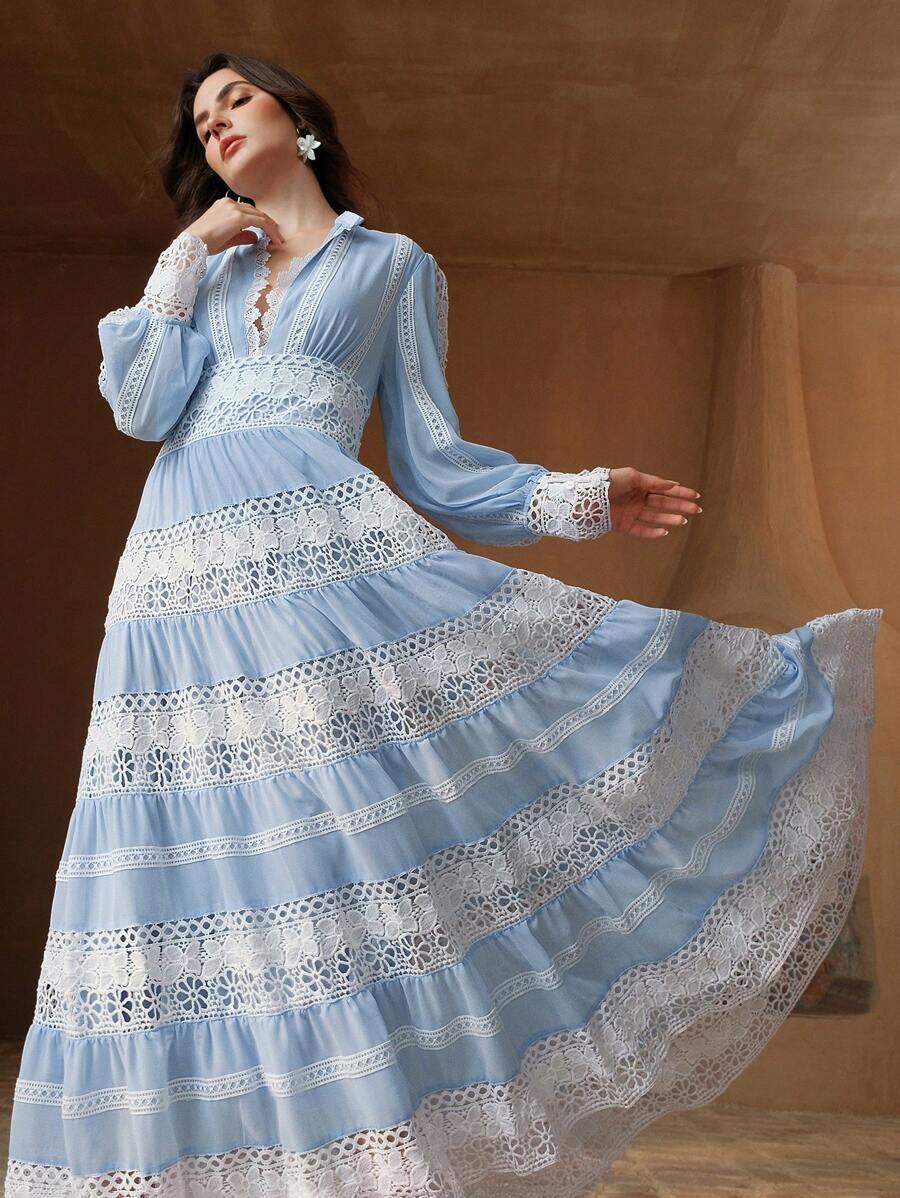 niebieska maxi sukienka