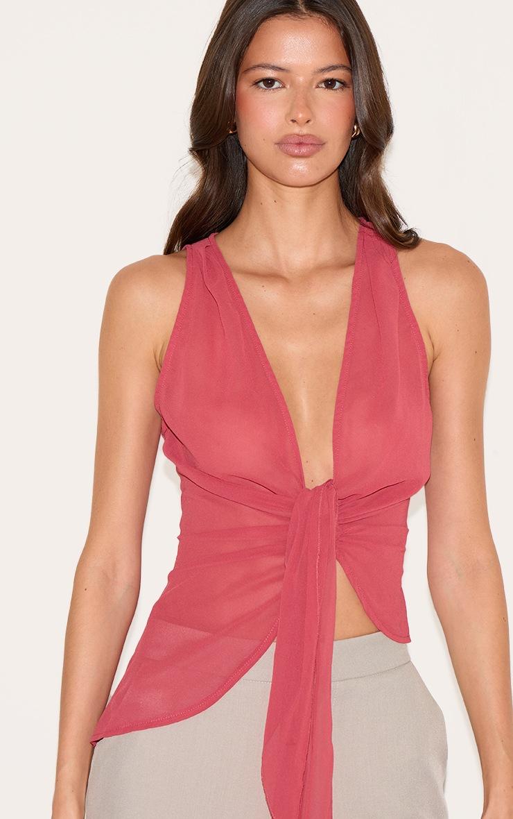 czerwony top asymetria 