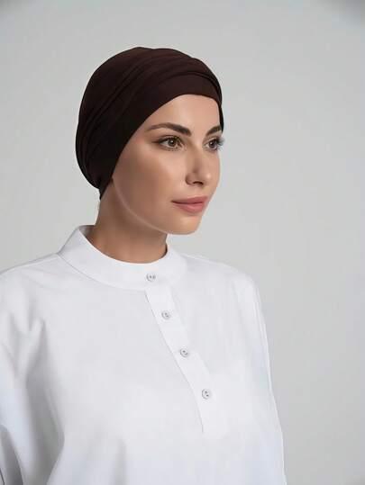 brązowy hidżab turban