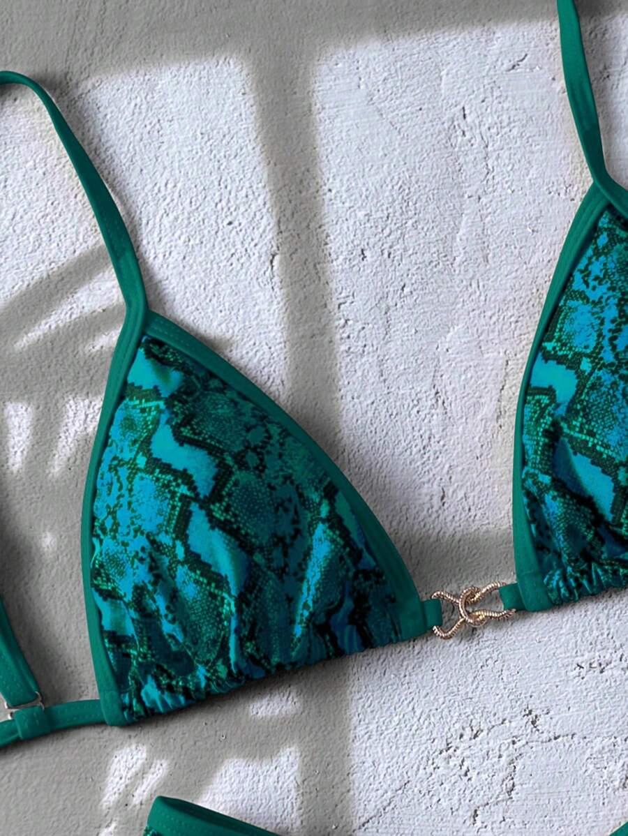 niebieska góra od bikini print 