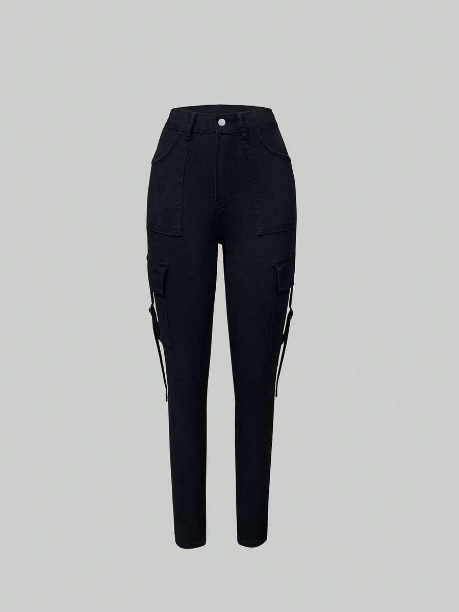 CZARNE SPODNIE JEANS 