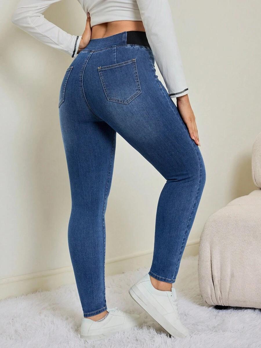 NIEBIESKIE SPODNIE JEANS GUMKA