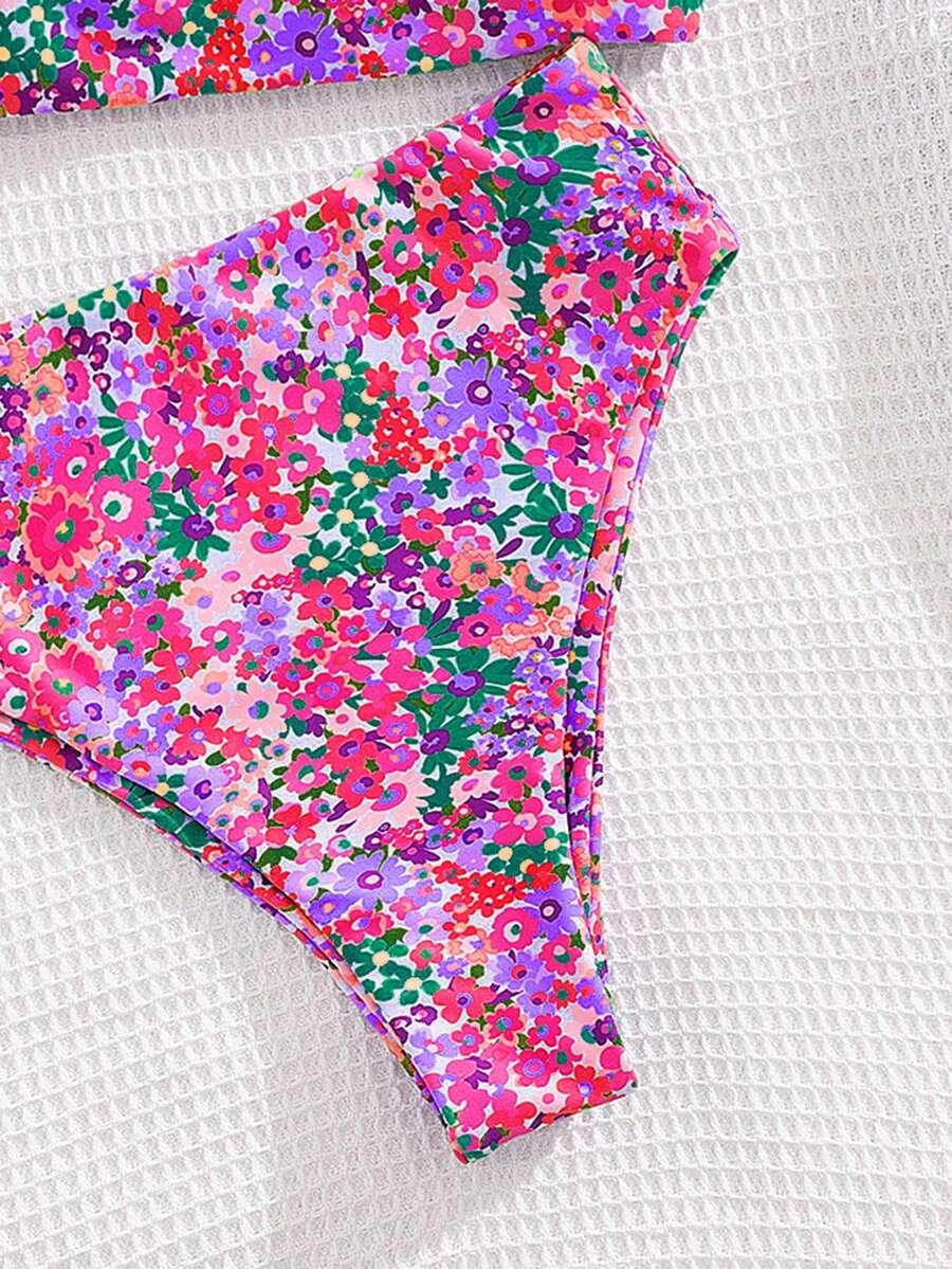 KOMPLET BIKINI WZÓR KWIATY