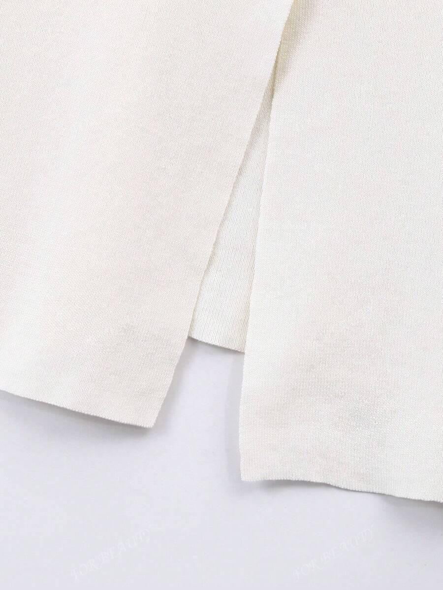 DZIANINOWA BLUZKA V-NECK GUZIKI