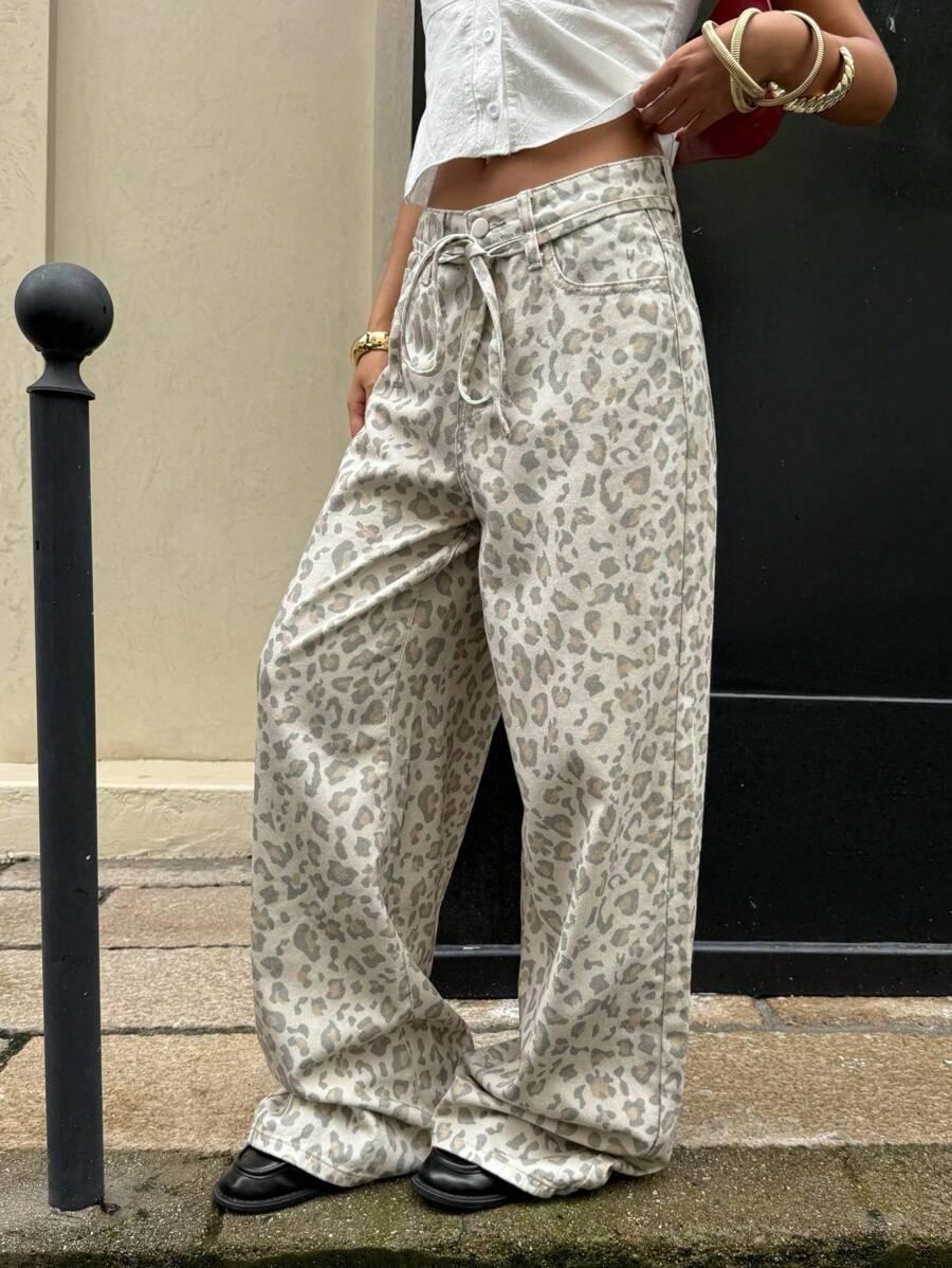 SPODNIE JEANS ANIMAL PRINT