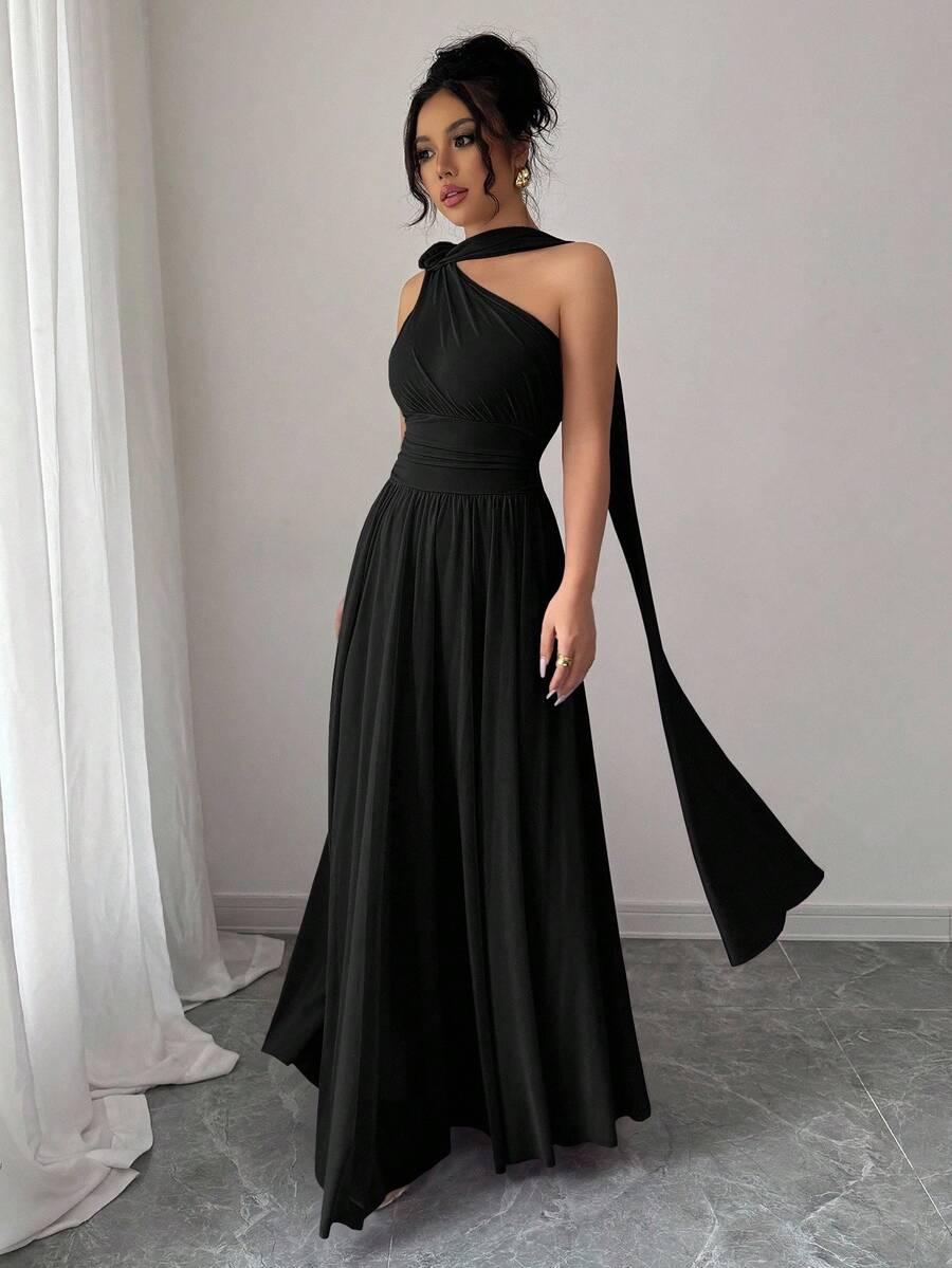 CZARNA MAXI SUKIENKA