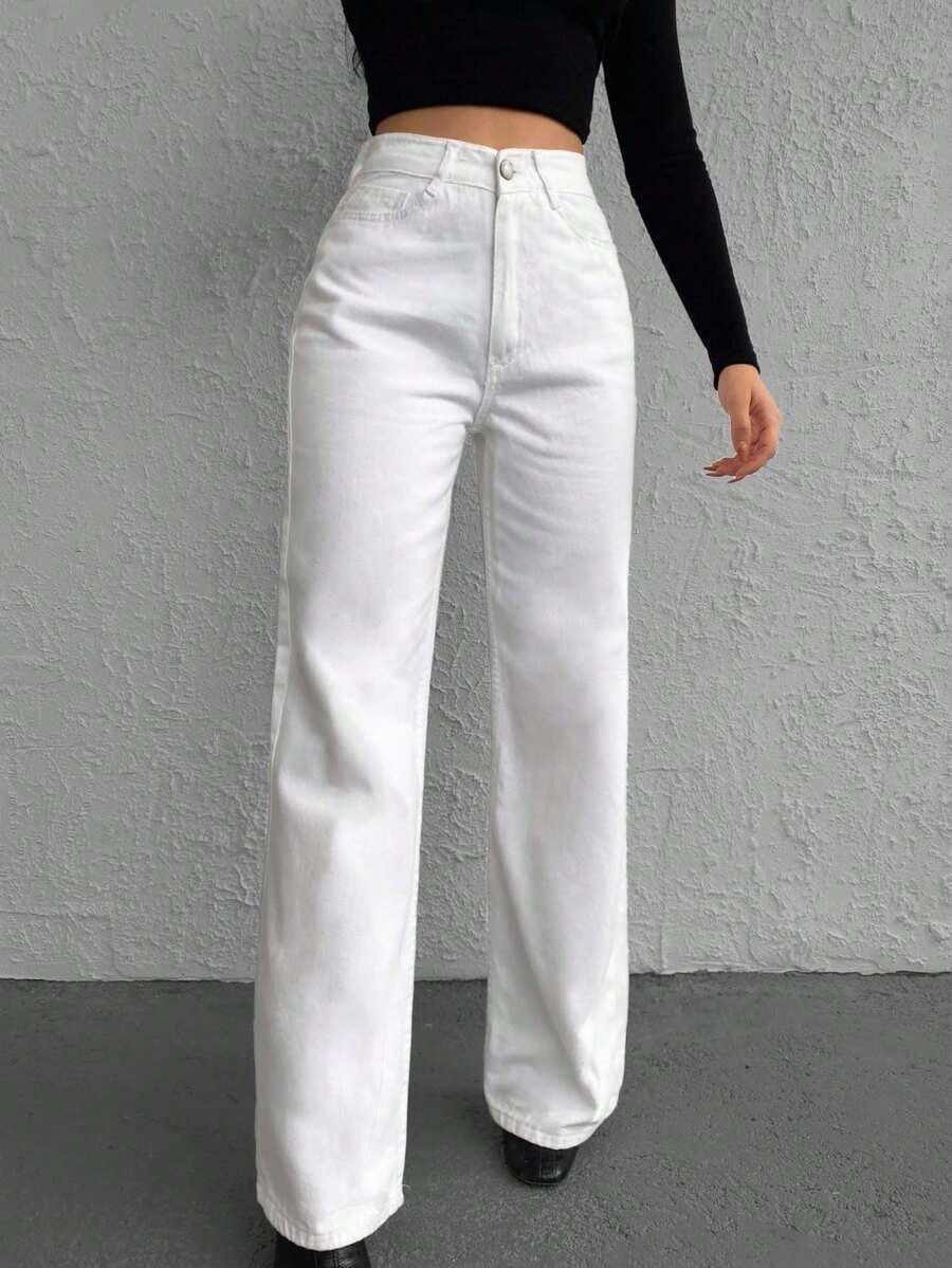 BIAŁE SPODNIE JEANS