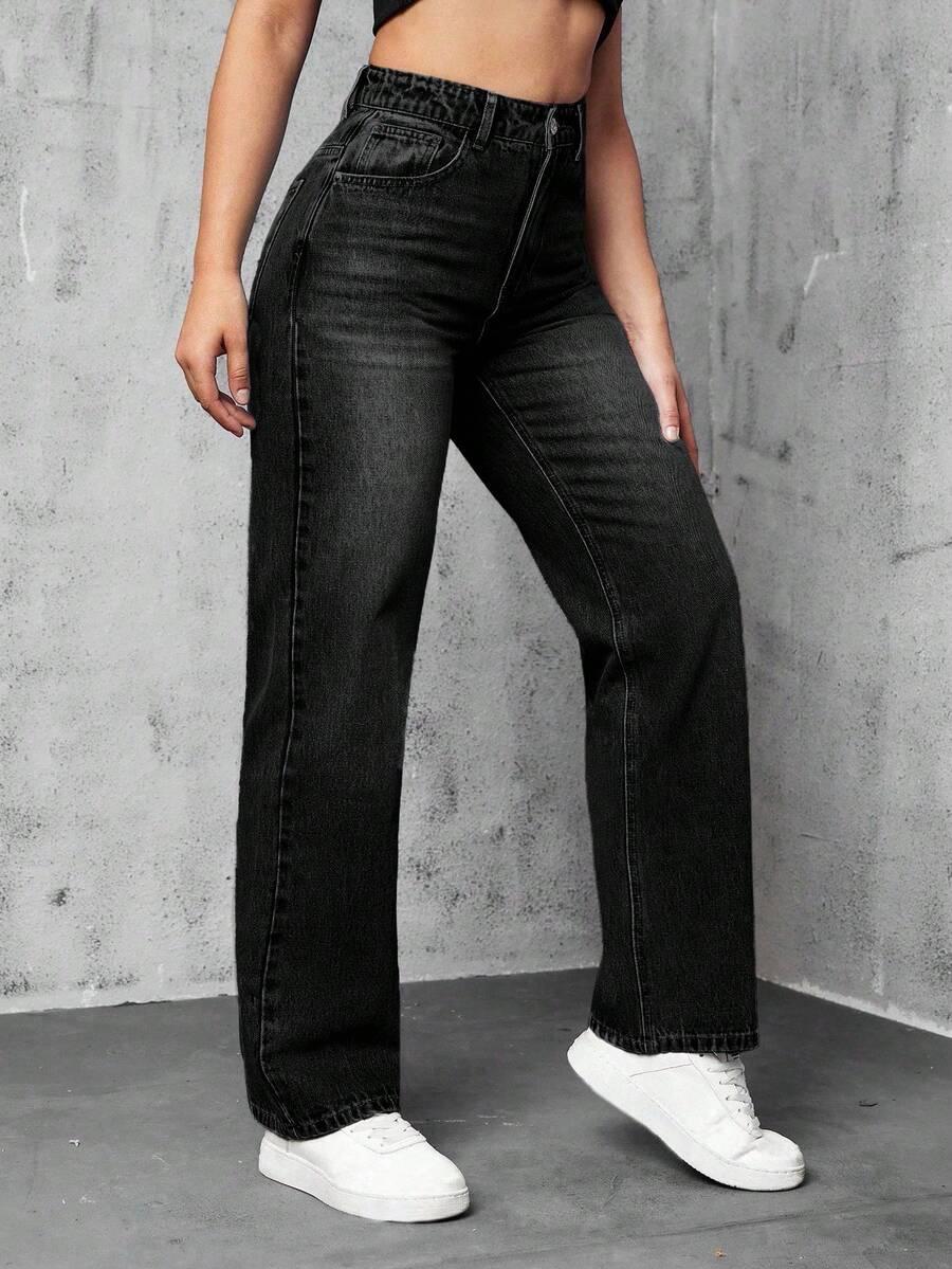 CZARNE SPODNIE JEANS