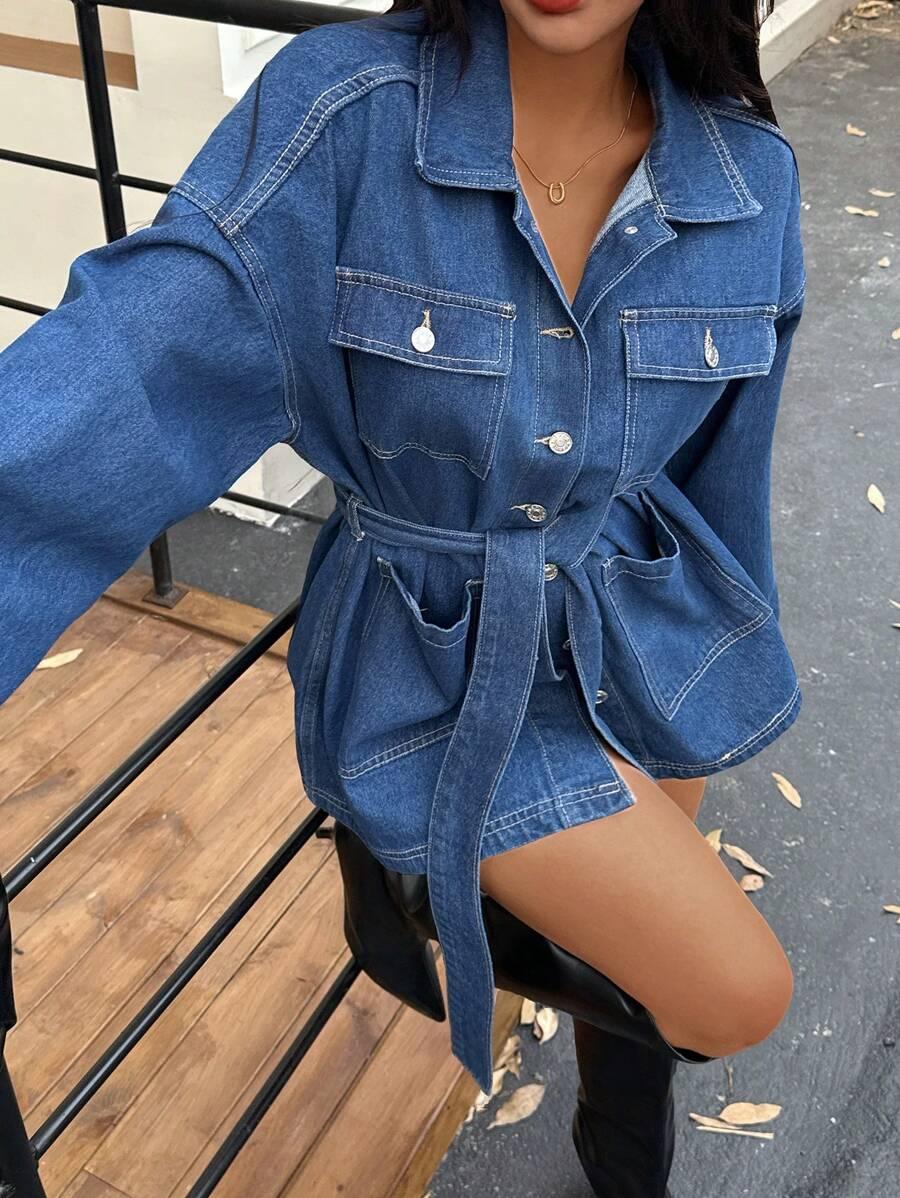 NIEBIESKA MINI SUKIENKA JEANS