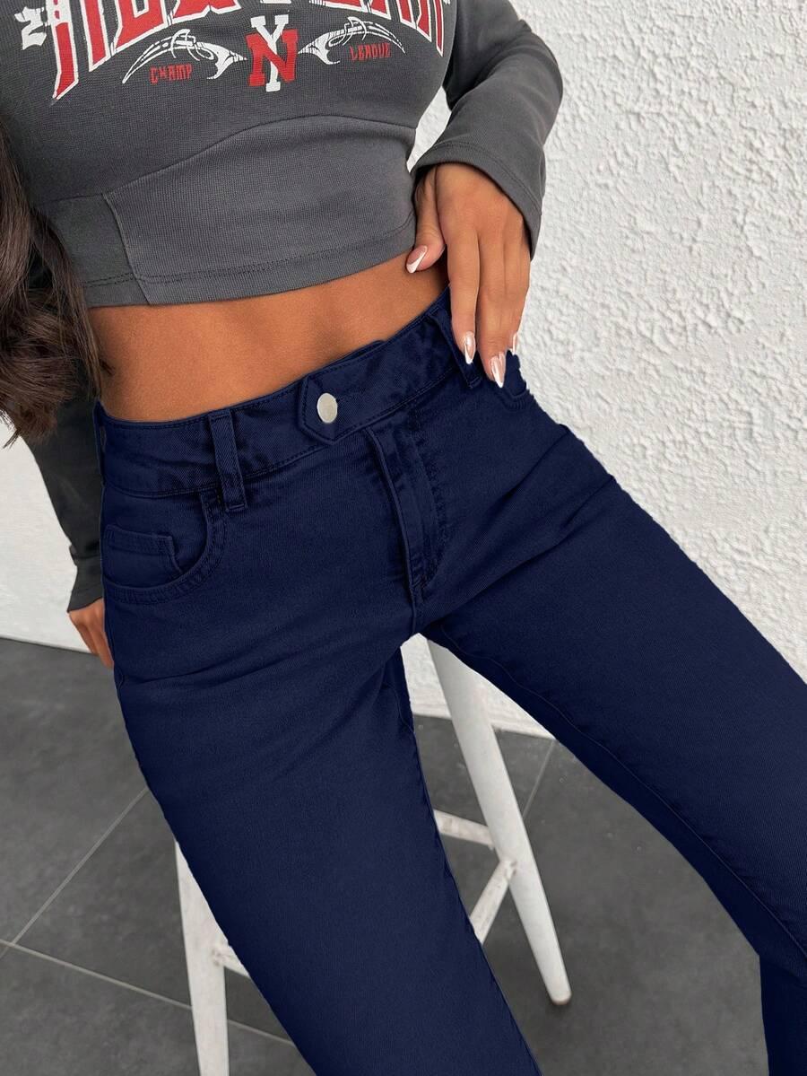GRANATOWE SPODNIE JEANS