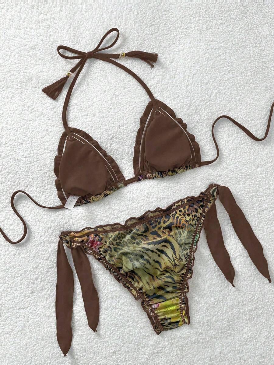 KOMPLET BIKINI WIĄZANY W PANTERKĘ