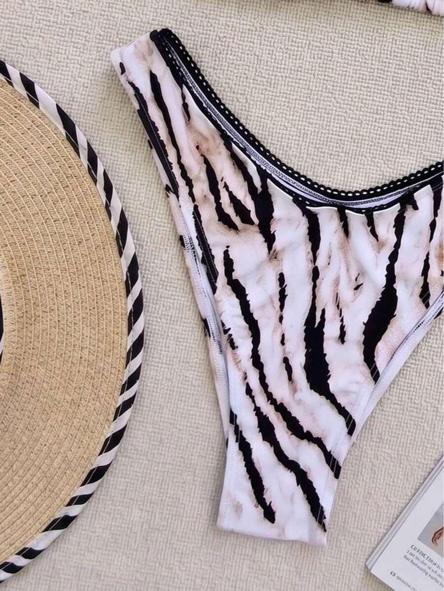 dwuczęściowy strój kąpielowy animal print