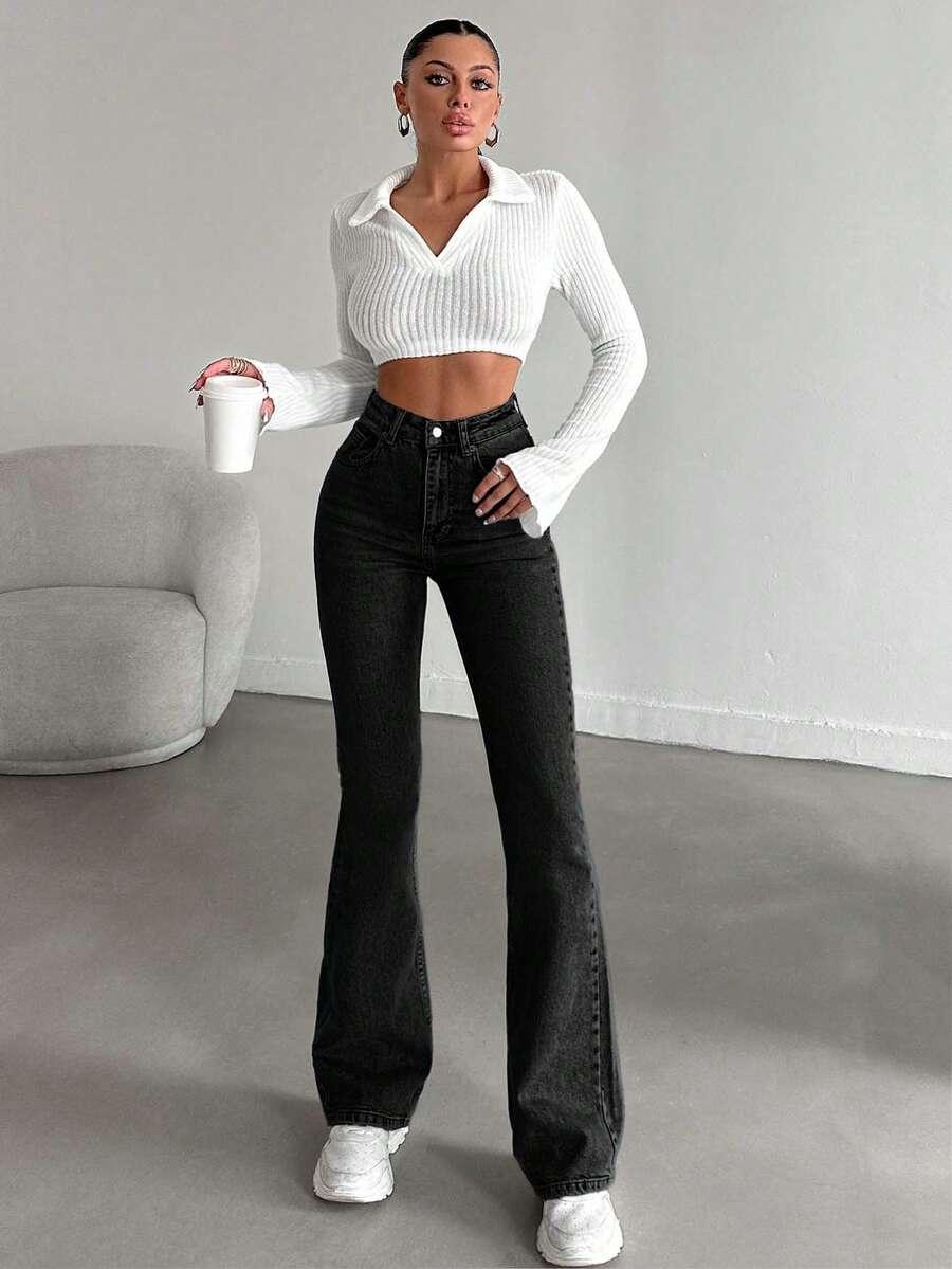 CZARNE SPODNIE JEANS