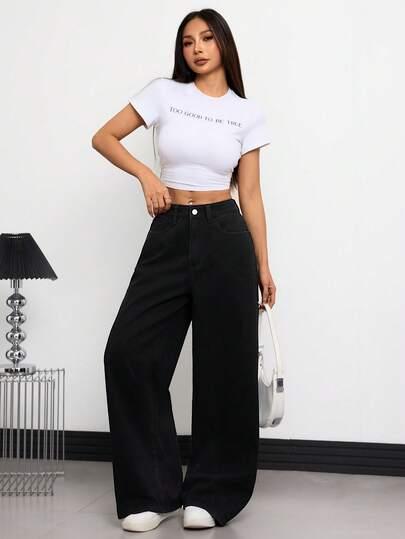 CZARNE SPODNIE JEANS