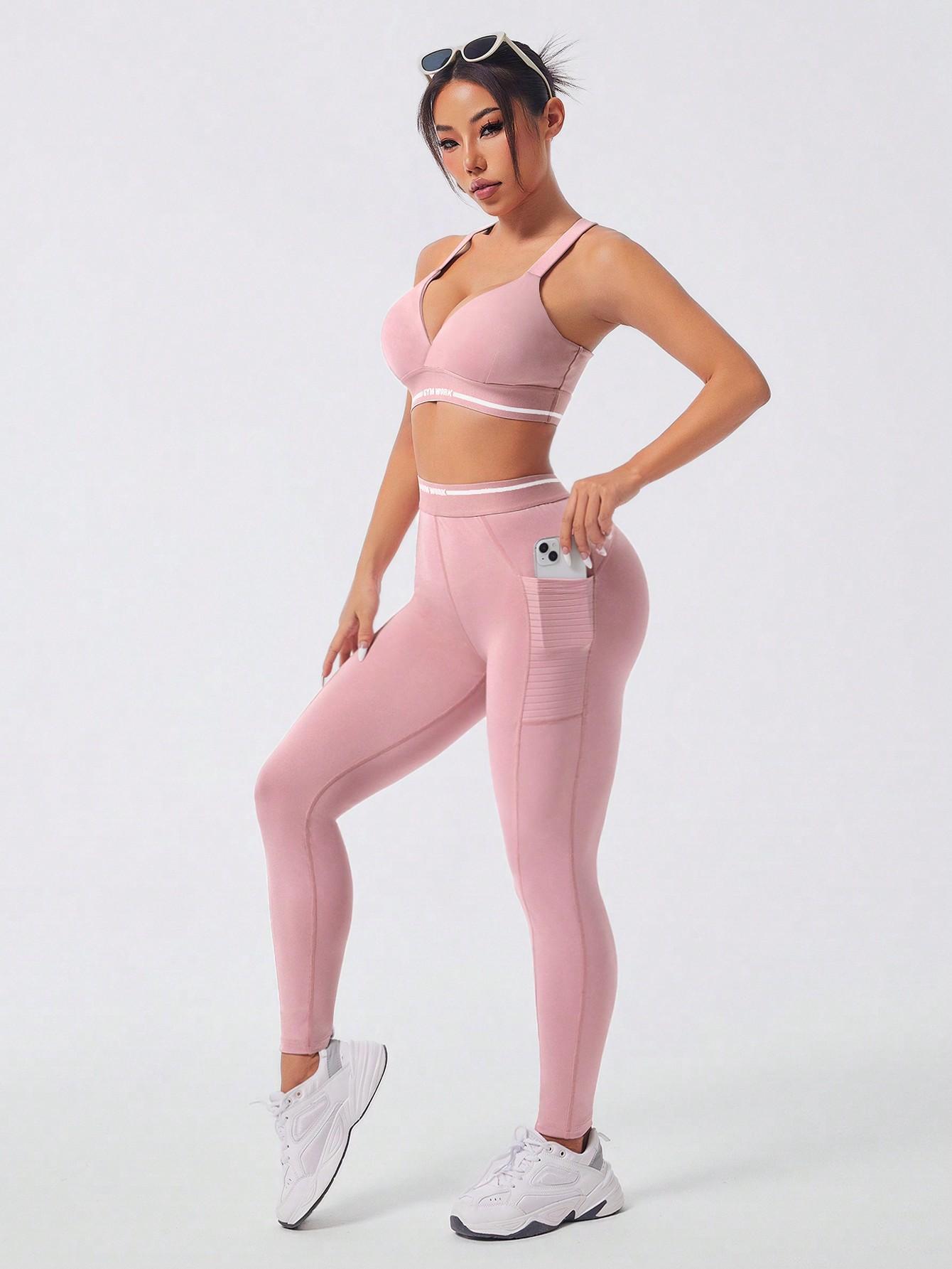 legginsy biustonosz top sportowy komplet