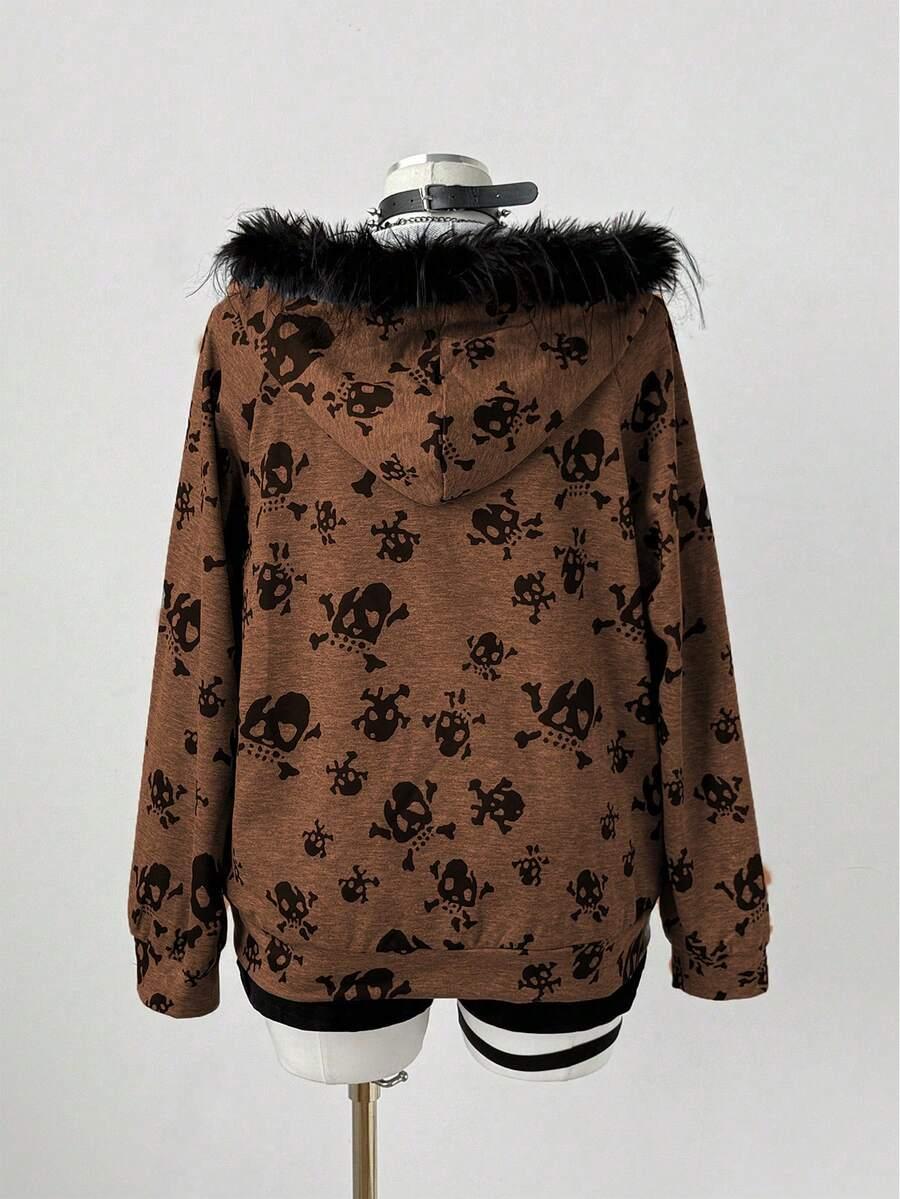 brązowa bluza print