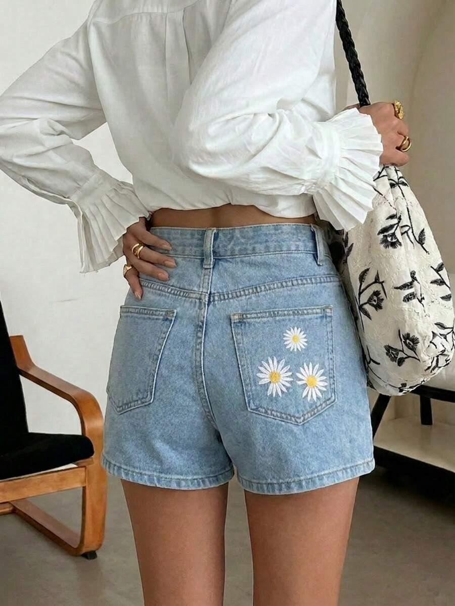krótkie spodenki jeans  haft