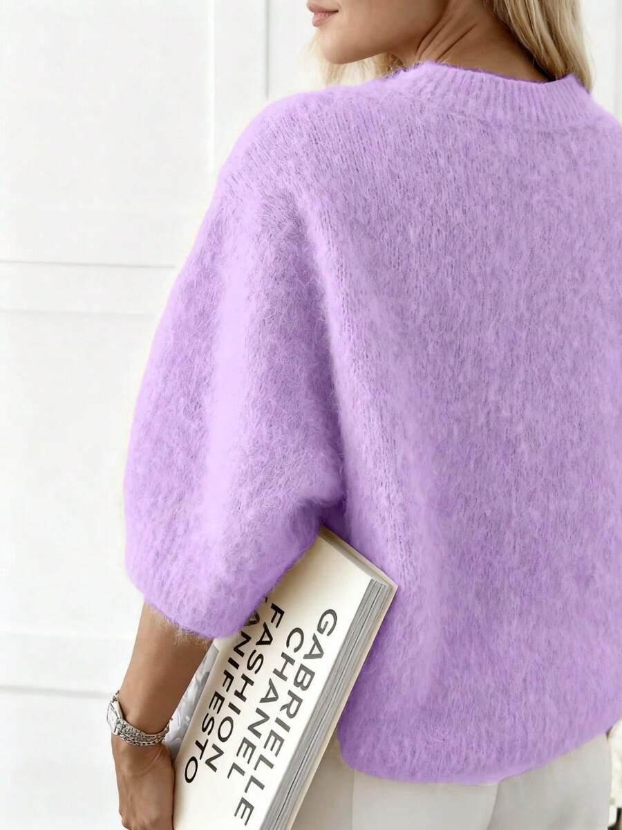 fioletowy sweter dzianina 