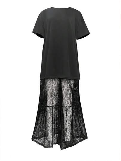 czarna sukienka maxi koronka 