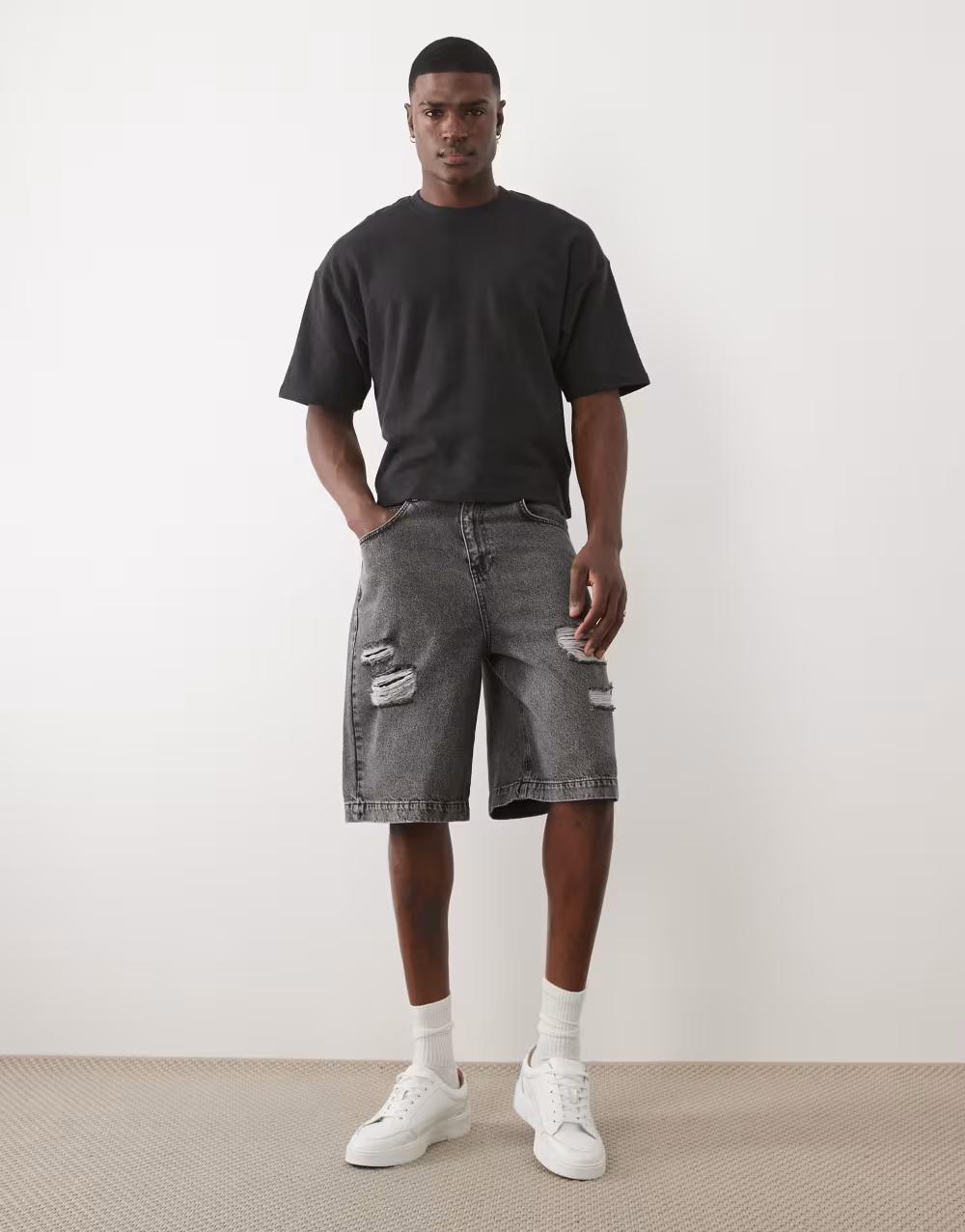 SZARE SPODENKI JEANS