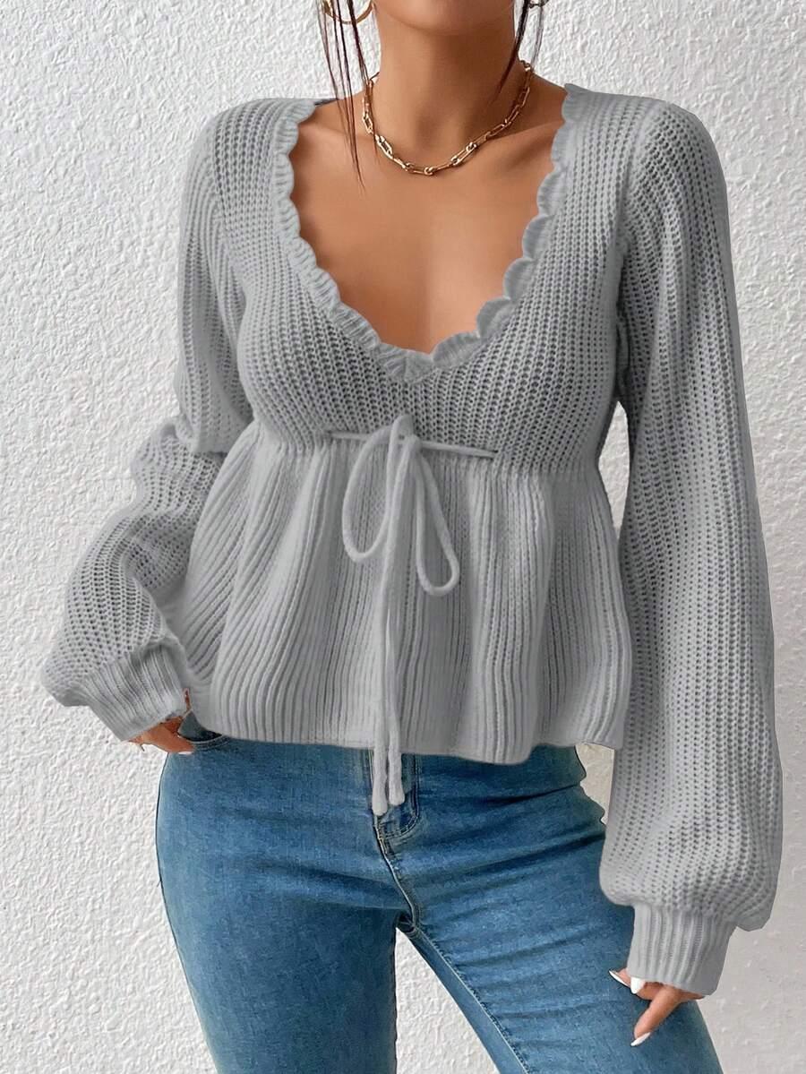 szary SWETER V-NECK 