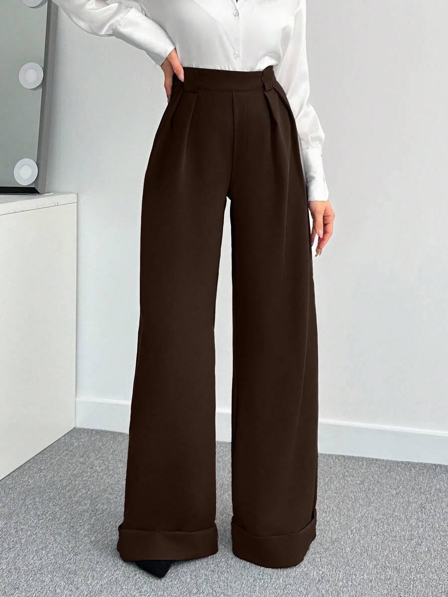 BRĄZOWE ELEGANCKIE SPODNIE