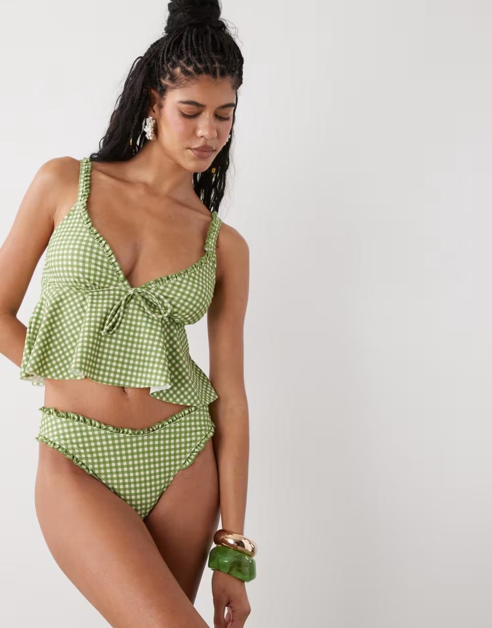 DÓŁ OD BIKINI falbanki kratka kontrast