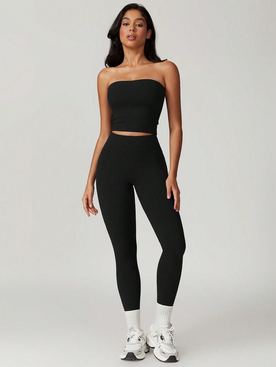 CZARNY CROP TOP SPORTOWY