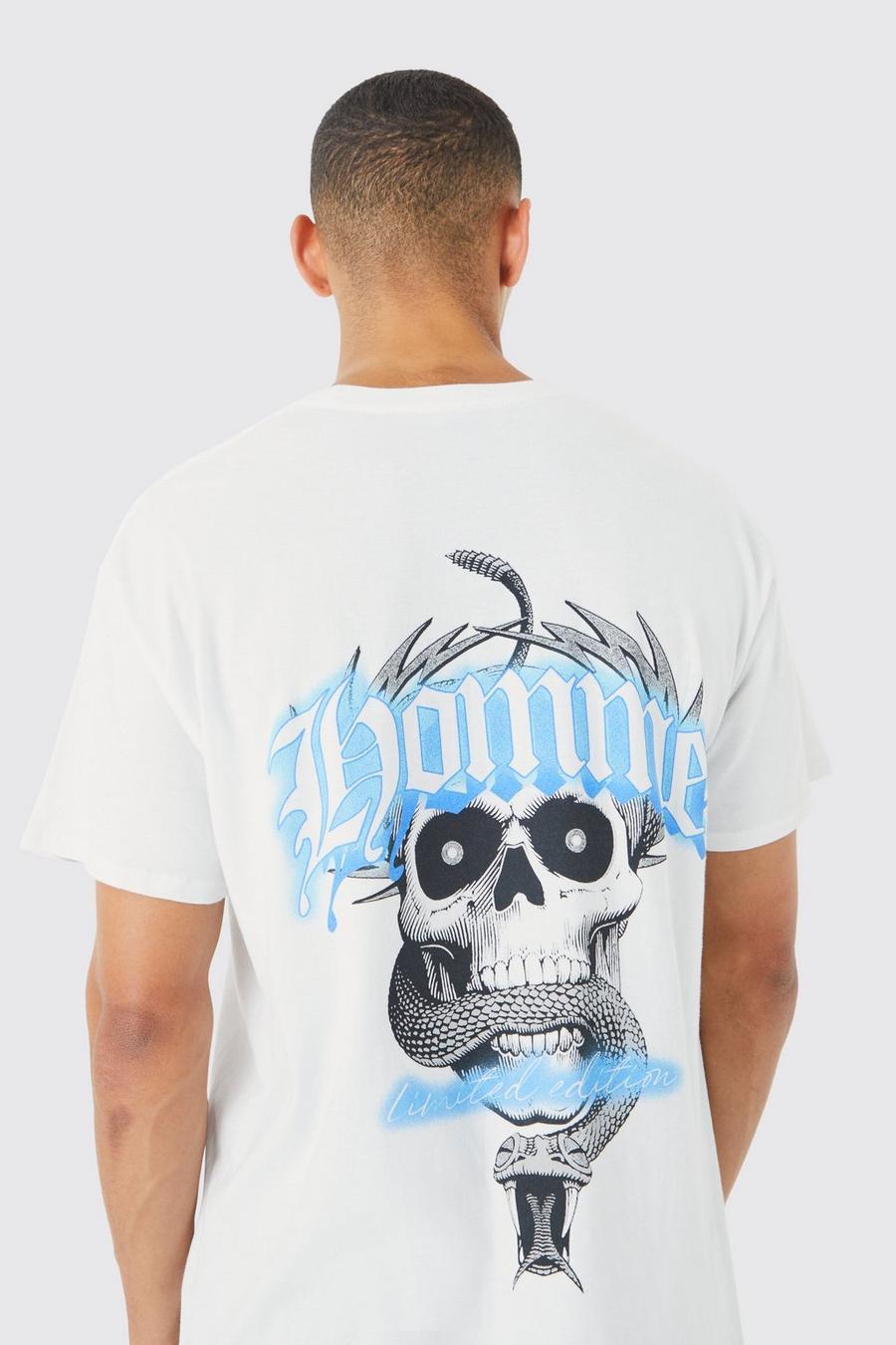 biały t-shirt oversize czaszka print