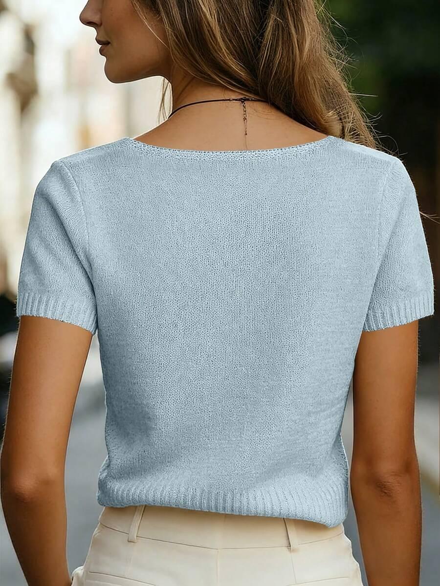 niebieski t-shirt v-neck 
