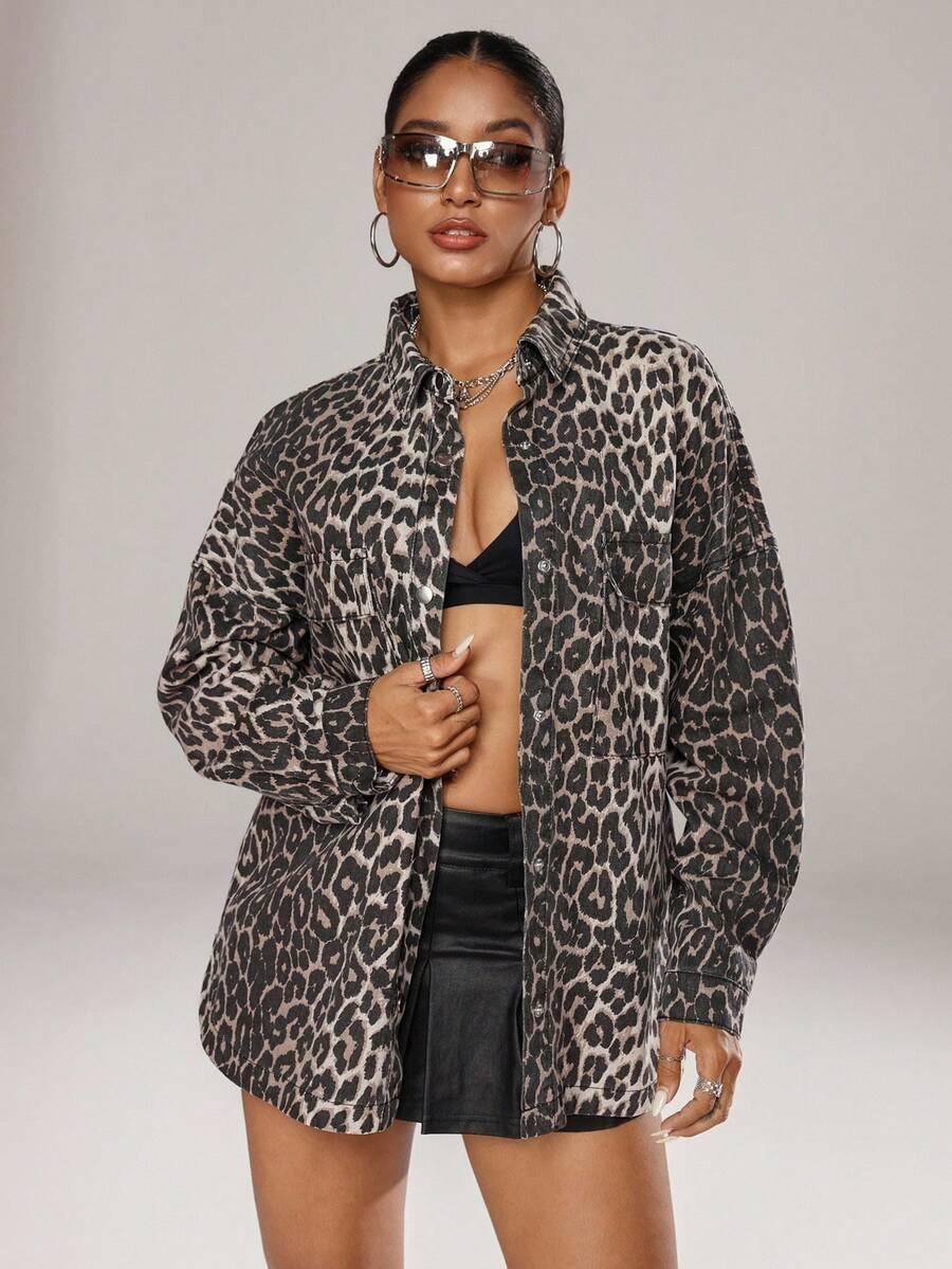 kurtka jeansowa animal print