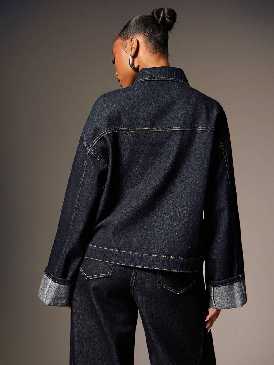 GRANATOWA KURTKA JEANS 