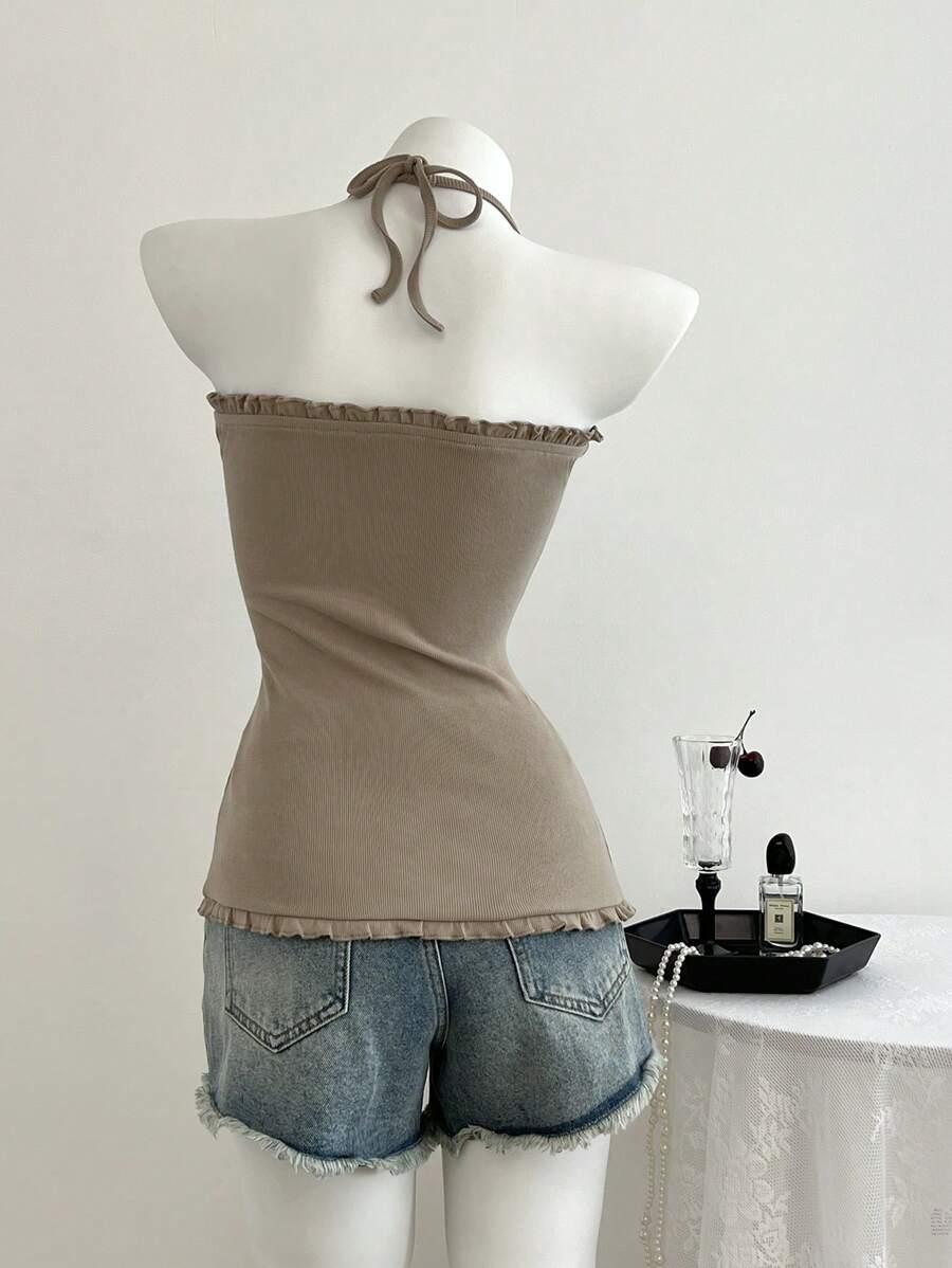 BEŻOWY TOP MARSZCZENIA 