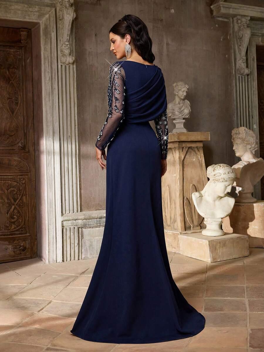 niebieska sukienka maxi