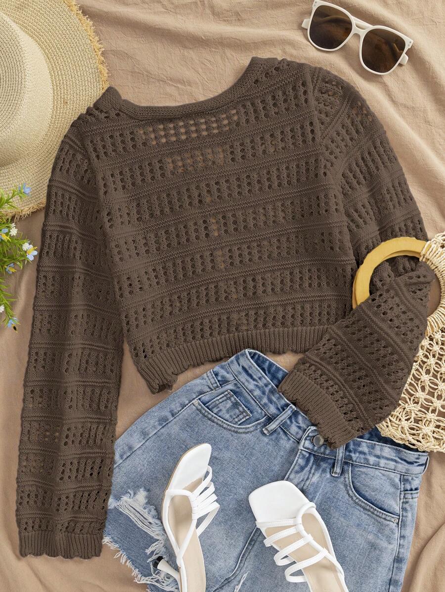 BRĄZOWY SWETER WIĄZANIE