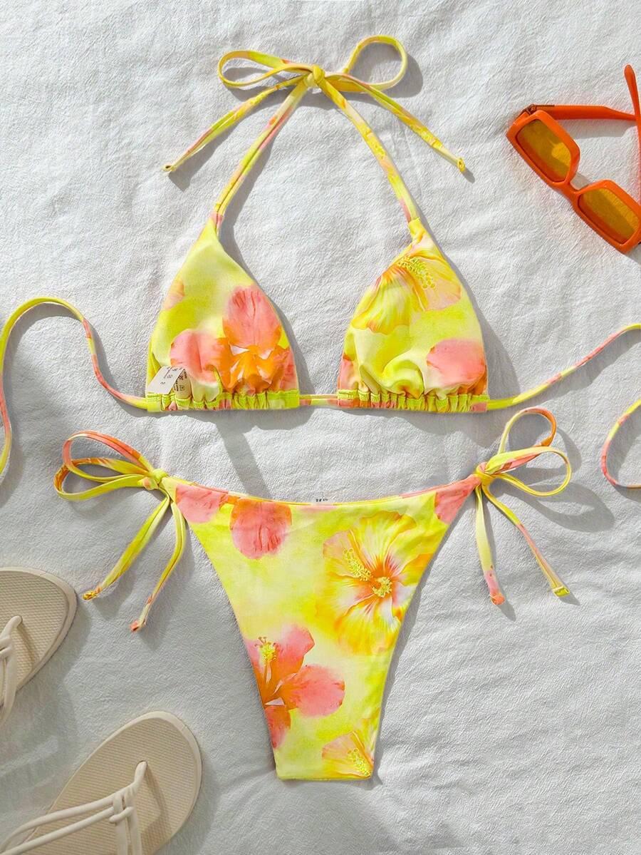 bikini komplet wzór kwiaty
