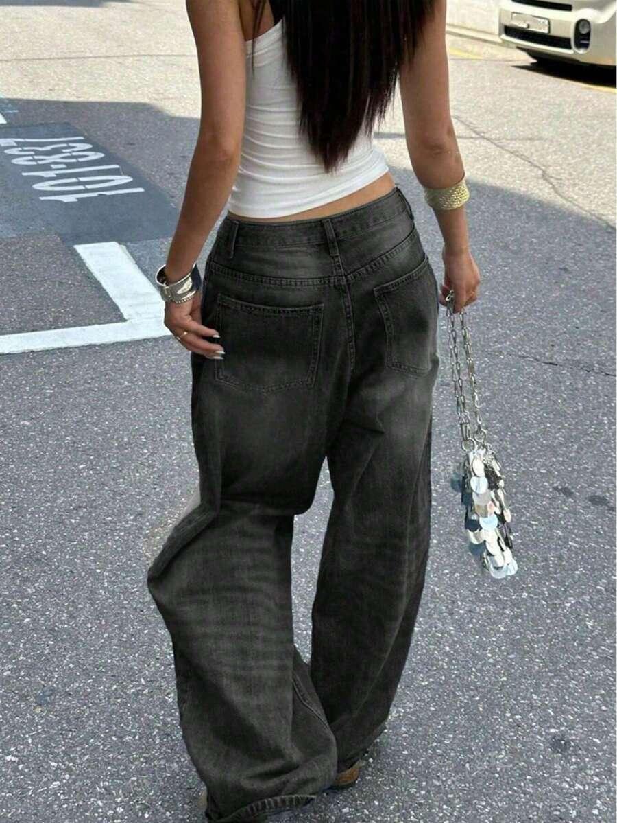 CZARNE SPODNIE JEANS