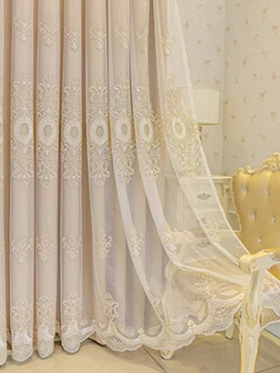 beżowa firanka mix wzorów