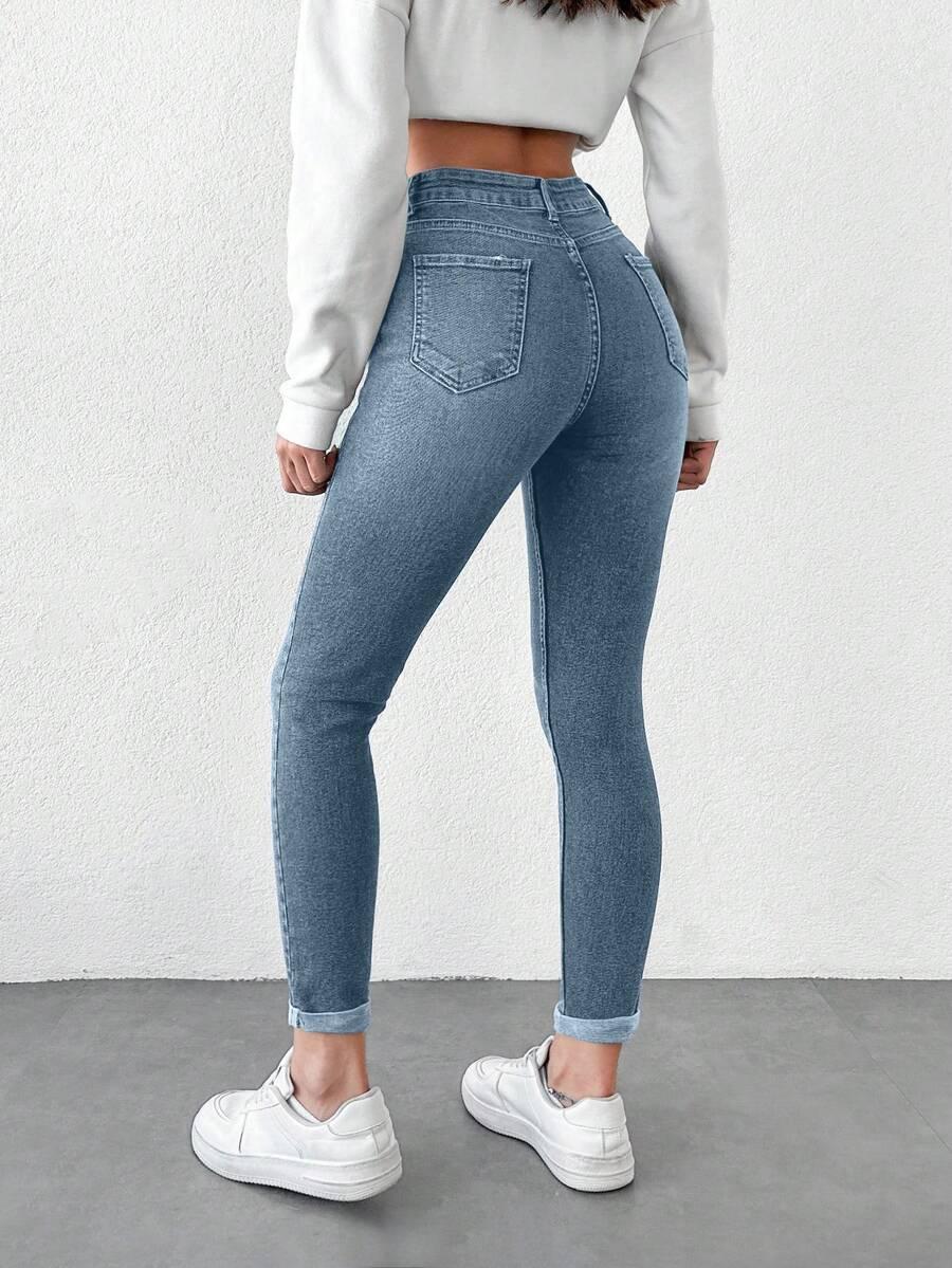 NIEBIESKIE SPODNIE JEANS WYSOKI STAN 