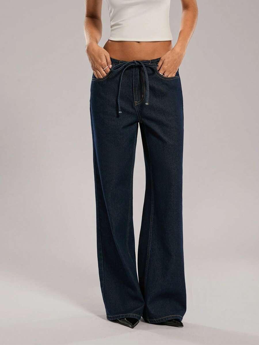 GRANATOWE SPODNIE JEANS
