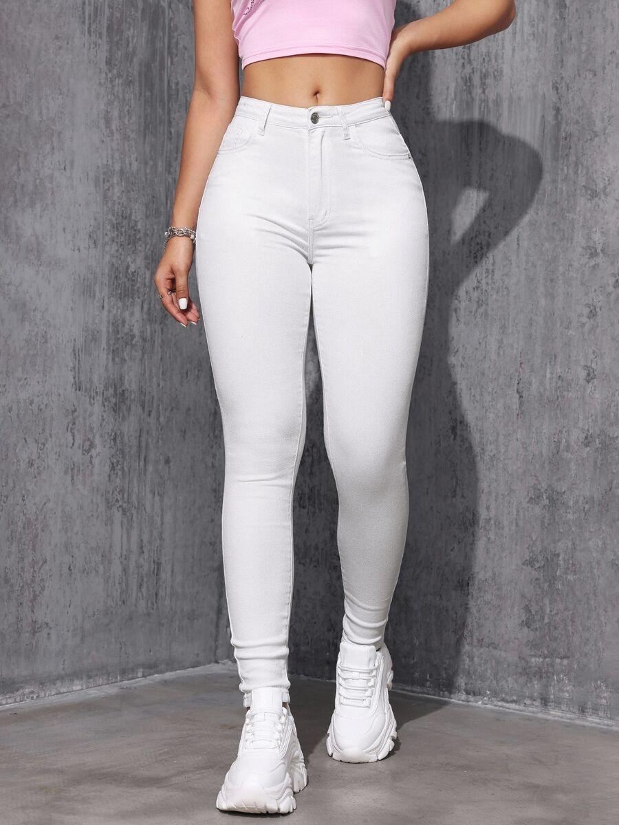BIAŁE SPODNIE JEANS