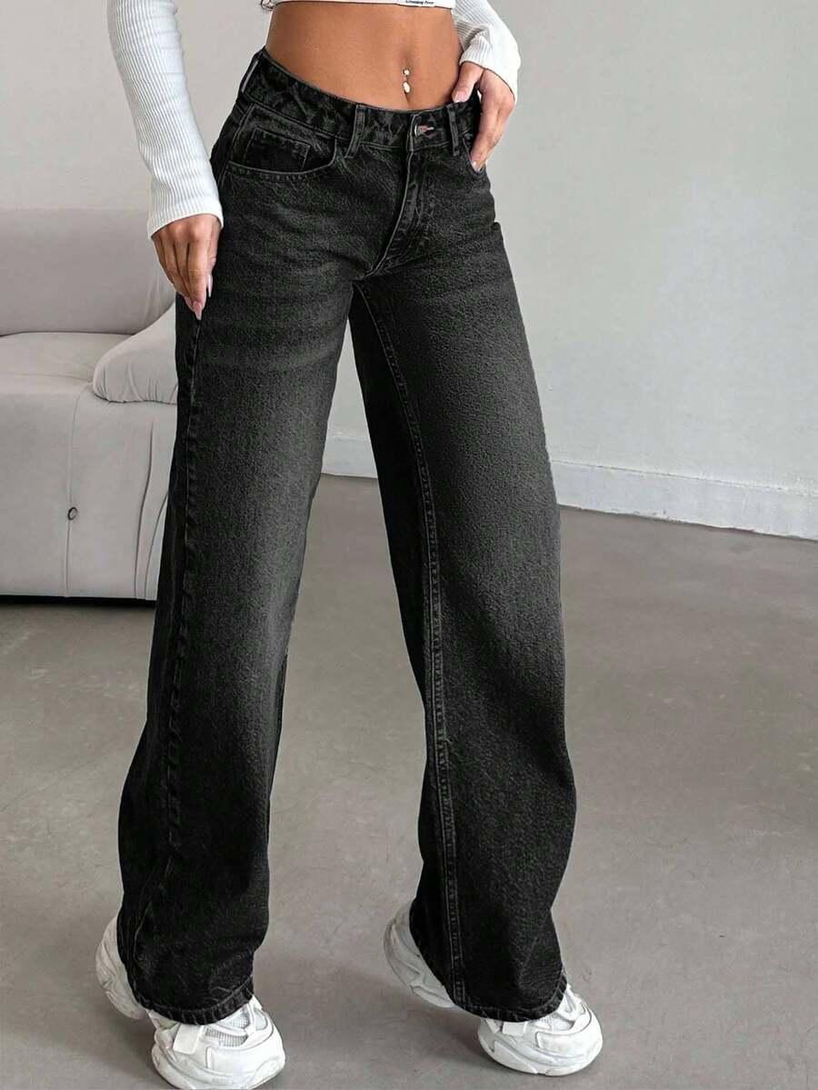 CZARNE SPODNIE JEANS