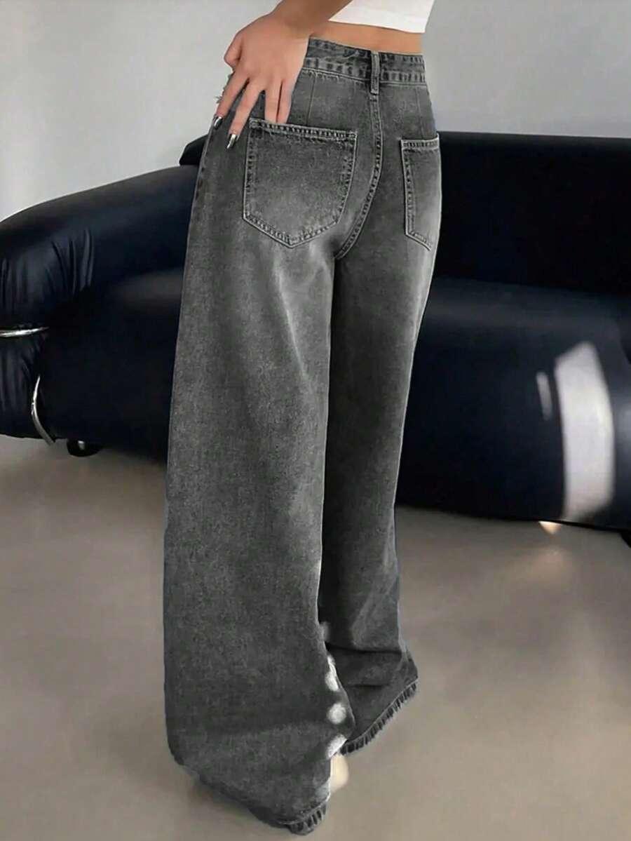 szare spodnie jeans 