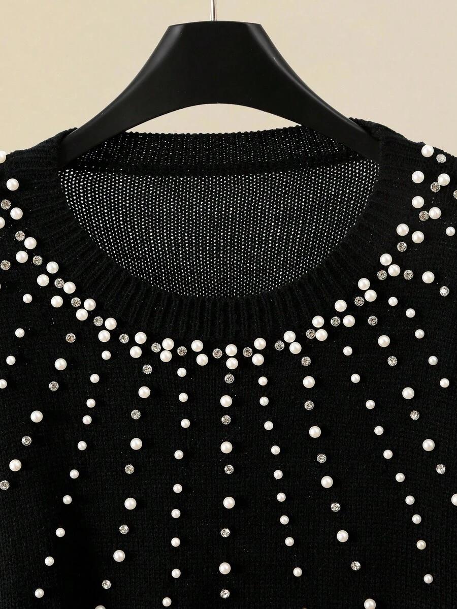 czarny sweter zdobienie 