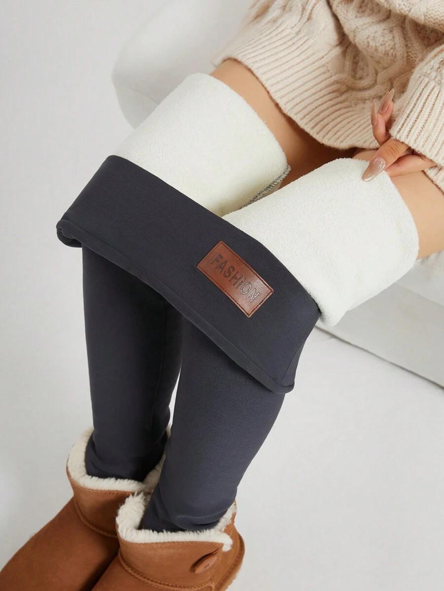 szare ocieplane legginsy